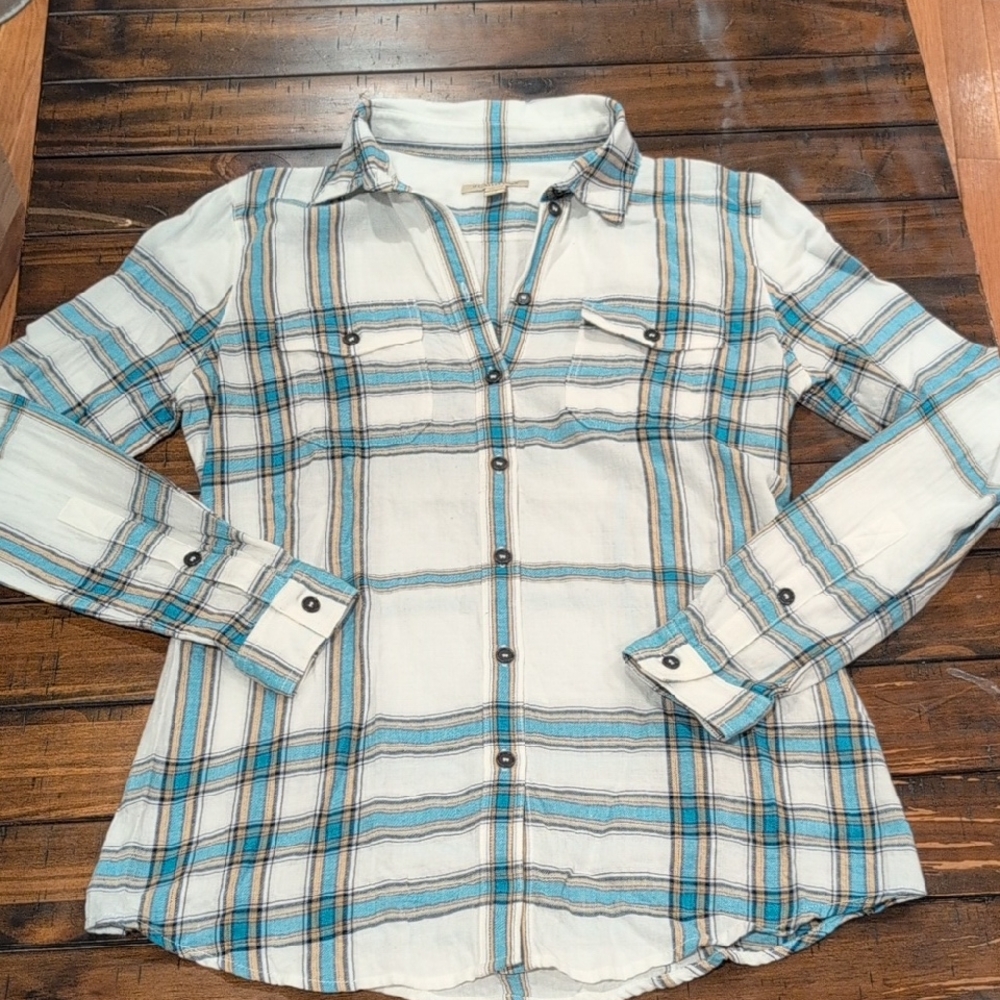Burberry Brit Plaid Check Button Down Long Sleeve